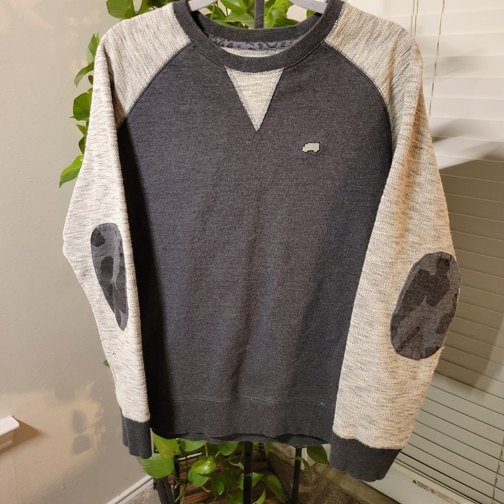 TRUKFIT Lil Wayne Mens XL Black Gray Pullover Crewneck Sweatshirt Elbow Patches